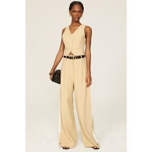 Favorite Daughter Margaret Beige Button Front Sleeveless Crepe Vest Size XS